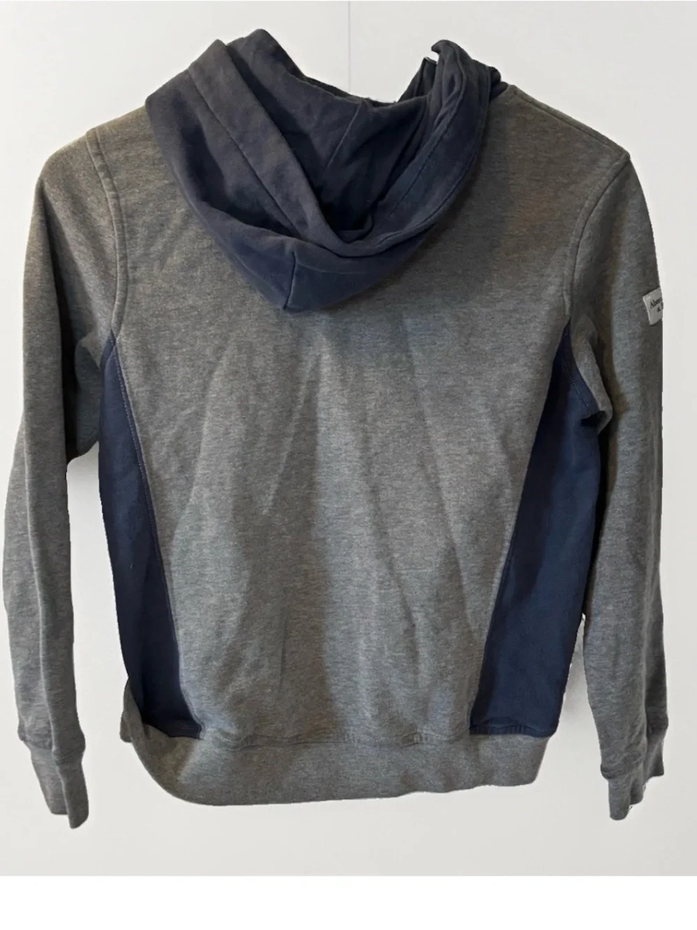 Abercrombie Kids Gray Navy Colorblock Cotton Blend Pullover Hoodie Preppy